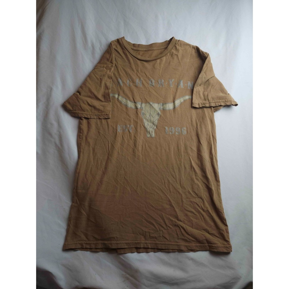 Zach Bryan T-Shirt Mens Medium Brown Longhorn Skull Graphic Short Sleeve Tee